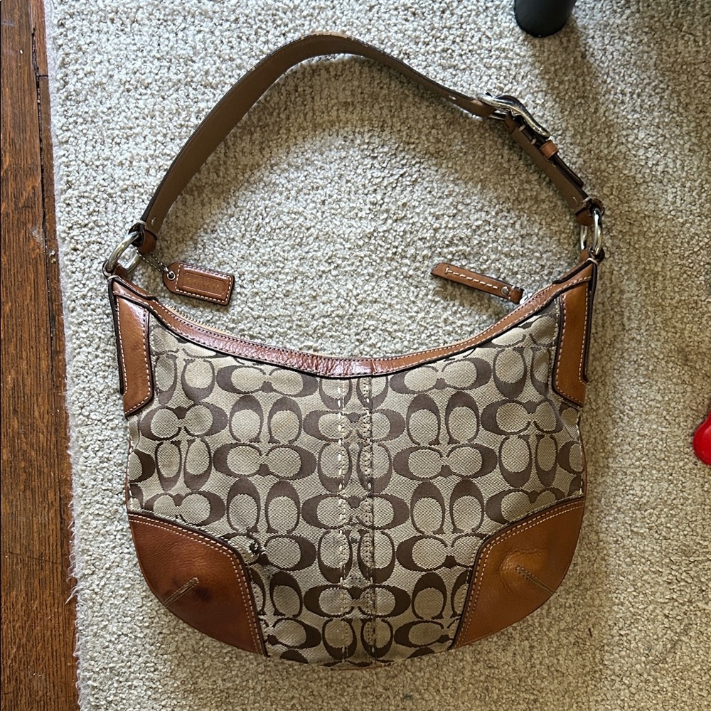 Coach Signature Brown and Tan Hobo Bag - Picture 2 of 11